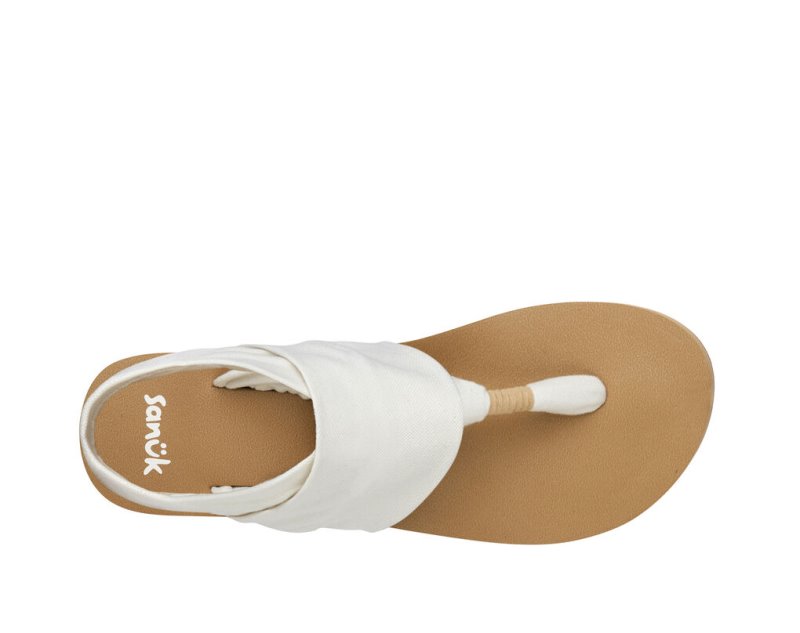 Sanuk Sling St Vegan Women's Sandals White / Brown | Canada 89WNB